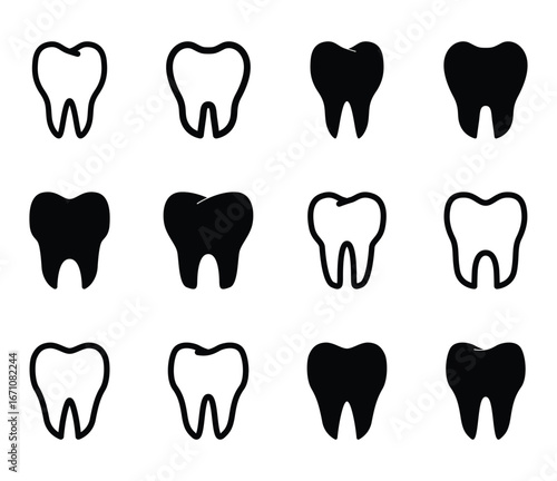 Set of Tooth icon symbol vector on white background