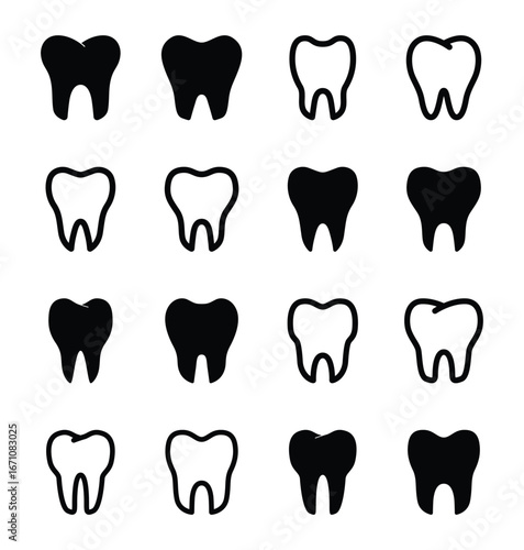 Set of Tooth icon symbol vector on white background