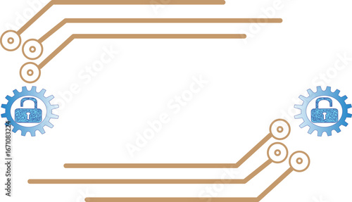 Simple vector background featuring golden electricity flow and mechanical gear design, symbolizing innovation, energy, engineering, industrial technology, futuristic power, and modern digital connecti