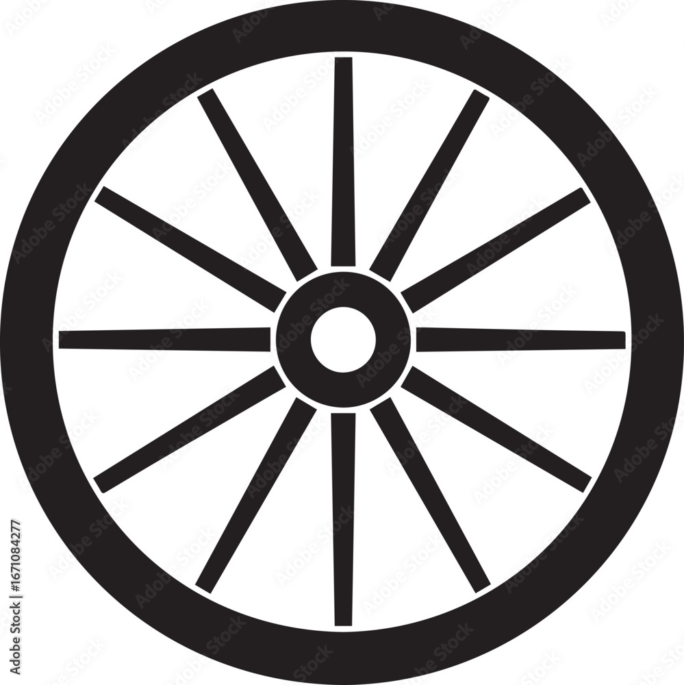 Fototapeta premium Transport Wheel Silhouette Vector Illustration