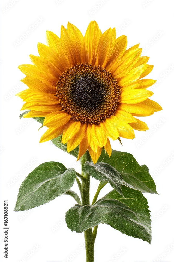 Obraz premium Single sunflower against white (4)