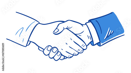 Blue handshake agreement illustration business partnership