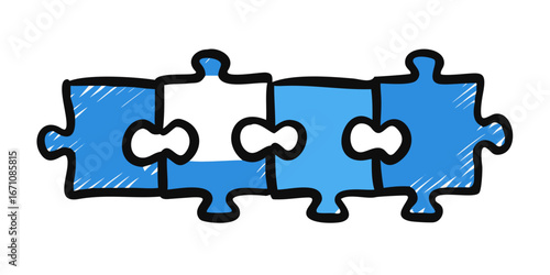 Blue puzzle pieces connected connection teamwork