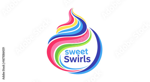 Creative Ice Cream Logo Design Featuring Colorful Swirls and Vibrant Branding Concepts