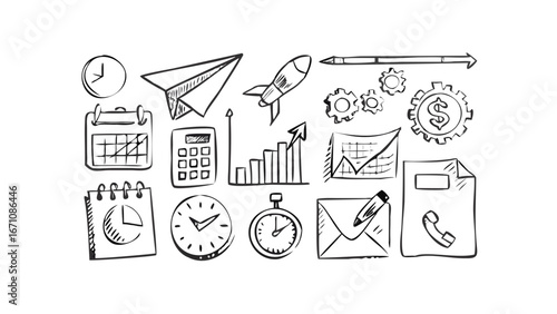 Business Icons Doodle Collection sketch finance