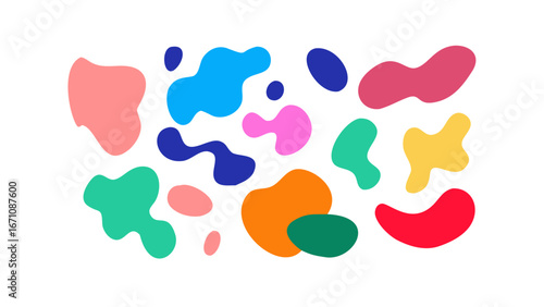 Colorful abstract organic shapes blobs pink