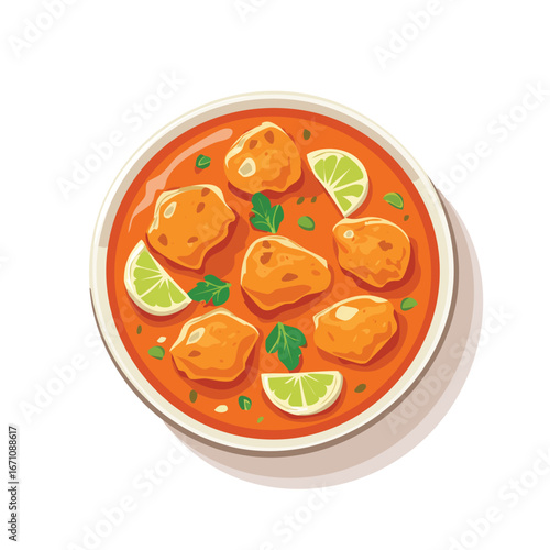 Chicken Tikka Masala vector icon illustration with clean, modern detail and balanced composition.