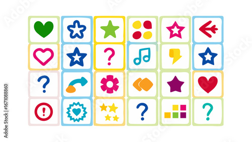 Colorful Icons And Symbols On White Background shapes