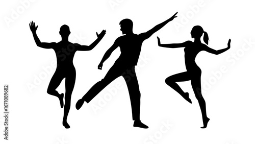 Couple dancing gracefully together silhouette dancers