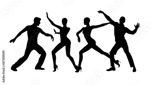 Couple dancing passionately latin dance silhouette