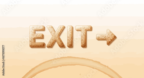 Exit Sign Indicating Directional Guidance With Textured Font And Arrow Suggesting Movement
