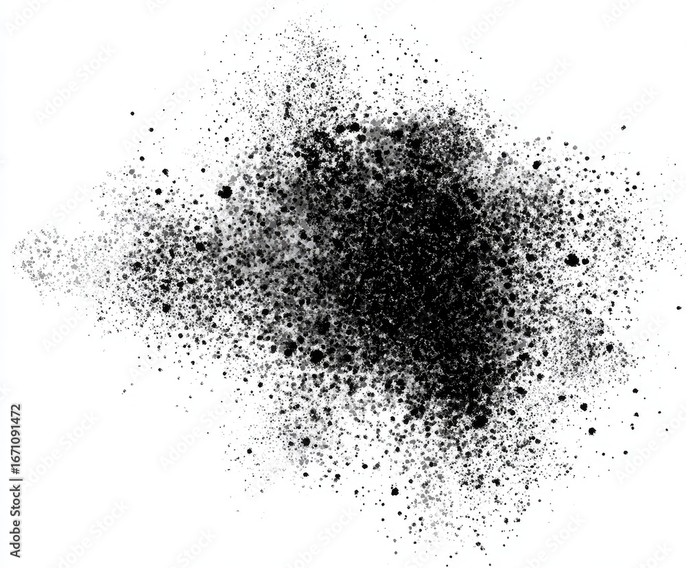 Fototapeta premium Black powder explosion on white background