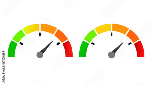 Green yellow orange red gauge meter speedometer indicator