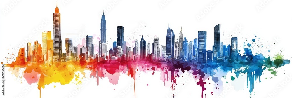 Fototapeta premium A unique blend of art and architecture illustrated through watercolor.