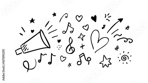 Hand drawn expressive doodle of a smiling face happy