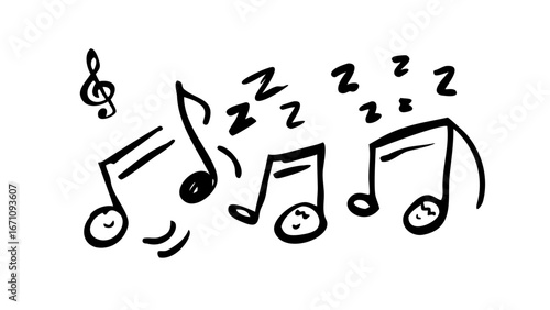 Hand drawn musical notes and clefs treble clef bass clef