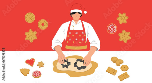 Joyful Baker Crafting Festive Christmas Cookies For Holiday Celebrations And Sweet Treats