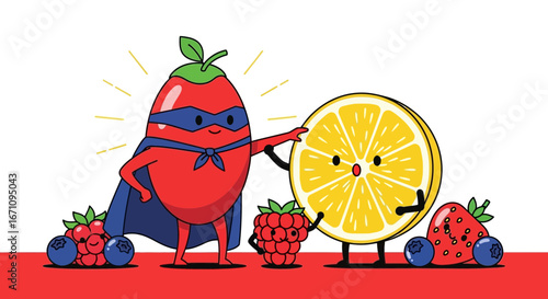 Fruit Superheroes Unite To Showcase Freshness And Flavor In This Delightful Illustration
