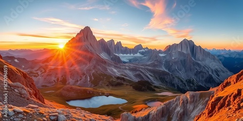 Dramatic sunrise paints Tre Cime di Lavaredo peaks & Laghi di Piani, Dolomites,  outdoor,  beautiful