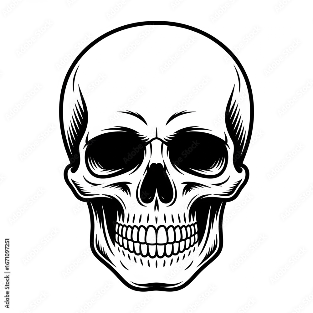 Fototapeta premium A black and white skull illustration line art of a coloring page 