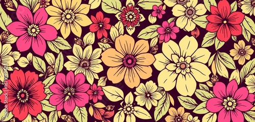 Wallpaper Mural Intricate vintage floral line art pattern in exotic botanical style, perfect for luxury textiles and wallpaper,  botanical,  line art Torontodigital.ca