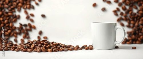 Minimalist coffee bean & mug background templates for design projects,  invitation,  cappuccino