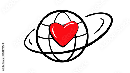 Red heart with white highlight love symbol