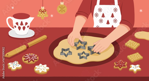 Creating Festive Cookies: A Delightful Culinary Exercise, Joyous Baking Scene
