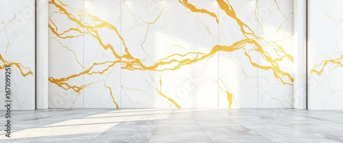 Panel kuchenny z motywem Elegant white and gold marble texture wall with gray ceramic floor, marble,  smooth