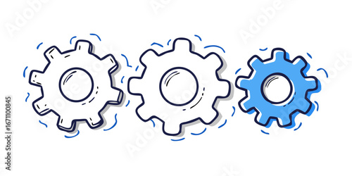 Three gears connected together cogwheels mechanical