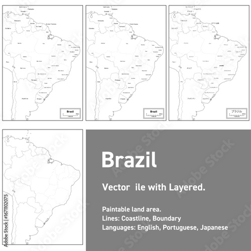 Editable map of Brazil by region