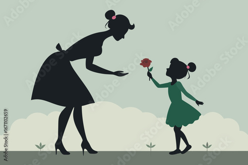 Man and woman couple with heart silhouette illustration