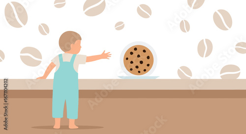Child's Anticipation for Cookies Portrayed in a Delightful Minimalist Composition