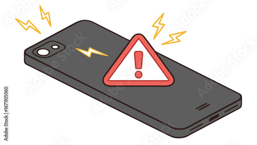 Smartphone Overheating Warning Illustration Device Malfunction Alert Mobile Phone Error Technology Problem Electrical Failure Battery Issue App Crash System Glitch Digital Error Message.