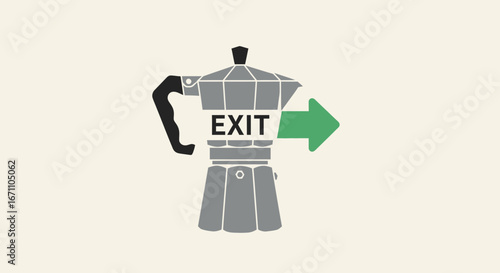 Coffee Pot Exit: A Creative Illustration for Symbolism and Conceptual Ideas