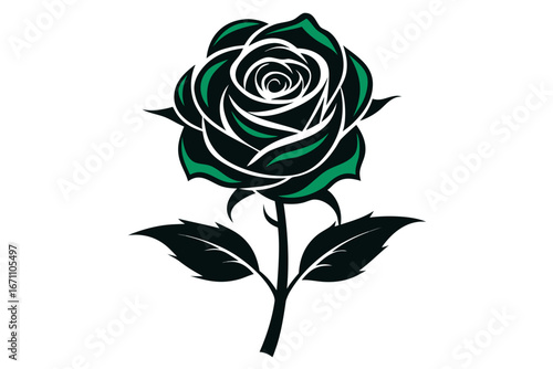 Wallpaper Mural Rose vector illustration on white background with pink flower and leaves Torontodigital.ca
