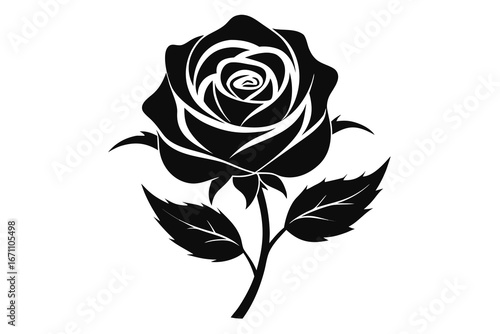 Wallpaper Mural Black rose vector illustration isolated on white background with floral design elements Torontodigital.ca