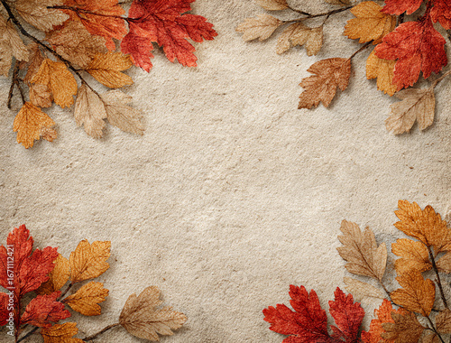 A white background with a frame of leaves