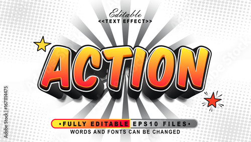3d action cartoon style bold text effect