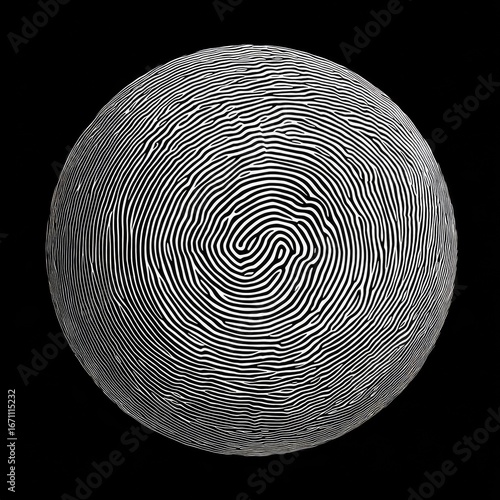 Abstract sphere with intricate, radial lines