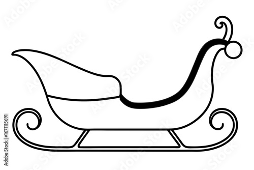 line art Santa Claus sleigh silhouette illustration
