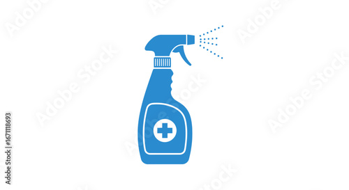 Iconic blue spray bottle for hygiene or sanitation purpose illustration