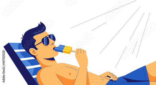 Sunbather Relaxes While Enjoying A Refreshing Frozen Treat Under The Bright Sun