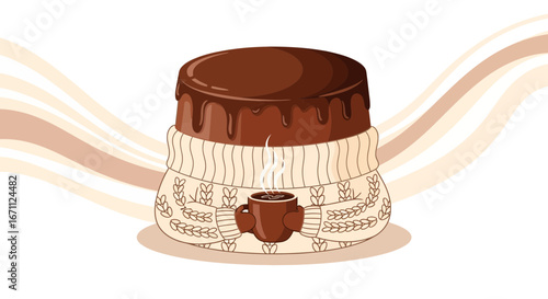 Warm Cake And Cozy Coffee Enjoying Autumnal Moments Of Comfort And Relaxation