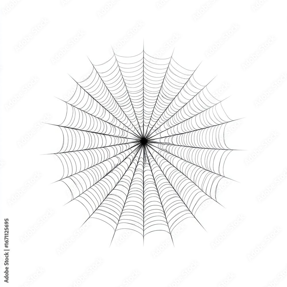 Fototapeta premium Spider web pattern with delicate lines on white background