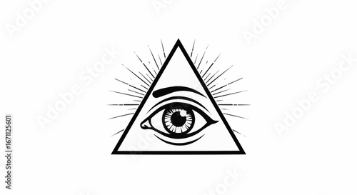 All Seeing Eye in Pyramid with Light Rays