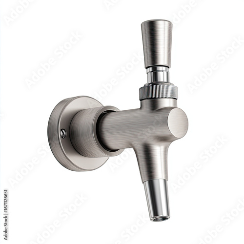 Metallic beer tap faucet with brushed finish and modern design
