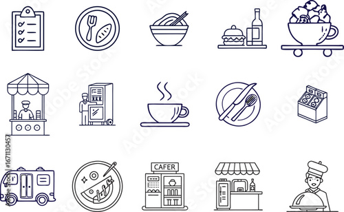 Catering line Editable Icons set.