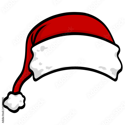 Santa Hat Christmas Red and White Cap Drawing Vector Illustration
