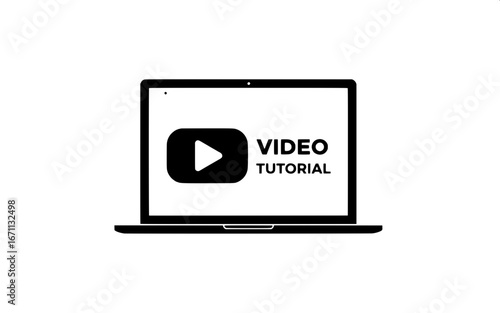 Laptop Screen Displaying Video Tutorial Learn and Grow
